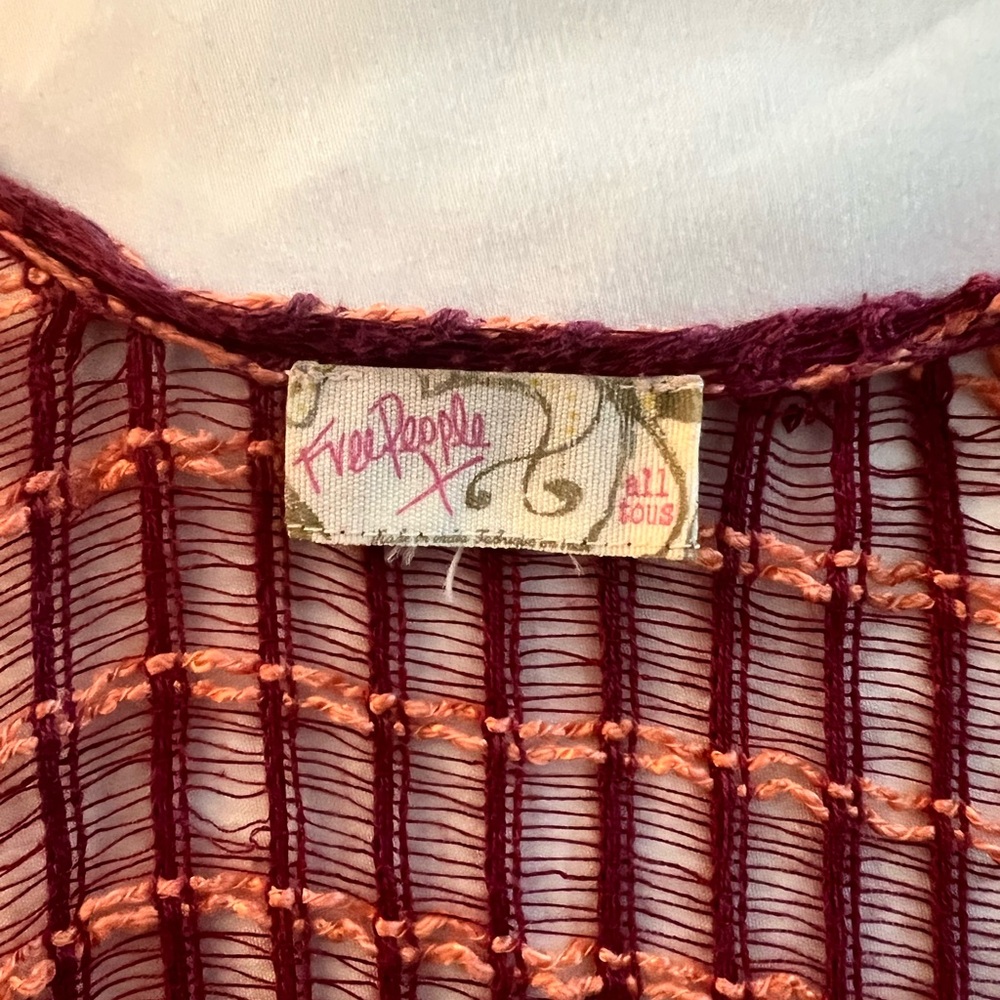 Free People Red Sheer Striped Kimono - Picture 4 of 4